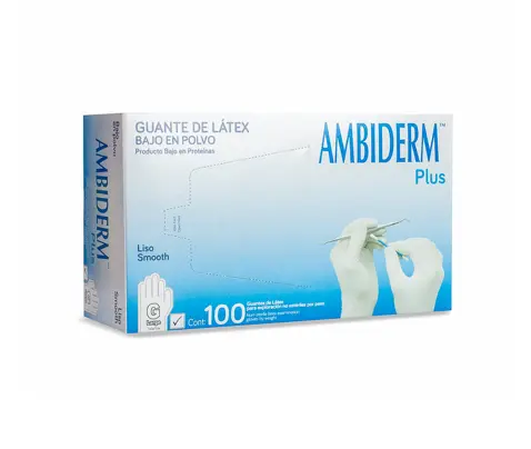 GUANTE AMBIDERM PLUS LISO BLANCO GDE  C/100