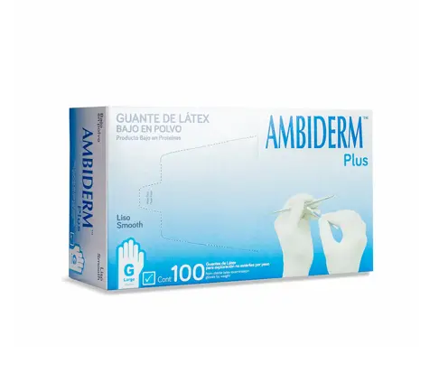 GUANTE AMBIDERM PLUS AZUL GDE C/100