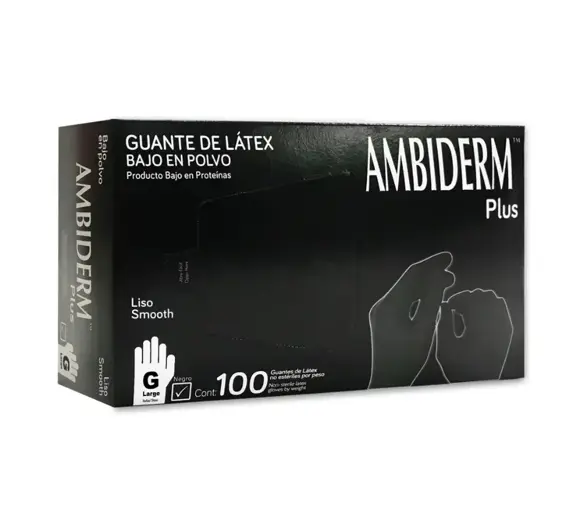 GUANTE AMBIDERM PLUS NEGRO GRANDE C/100*