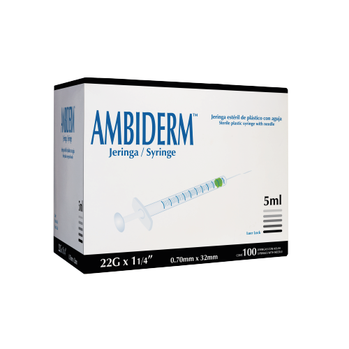 JERINGA AMBIDERM 5ML NEGRA 22GX32MM CAJA C/100 *