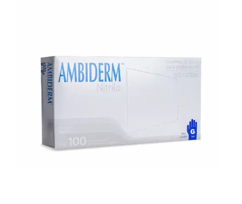 GUANTE AMBIDERM NITRILO AZUL COBALTO GRANDE C/100 *