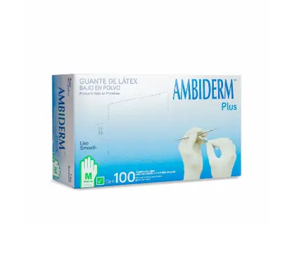 GUANTE AMBIDERM PLUS LISO VERDE MEDIANO C/100 *