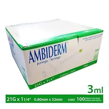 JERINGA AMBIDERM 3ML VERDE 21GX32 MM CAJA C/100 *