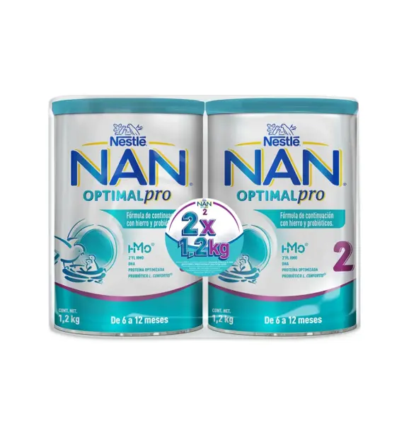 LECHE NAN 2 OPTIPRO 6-12M 1.2KG 2PACK