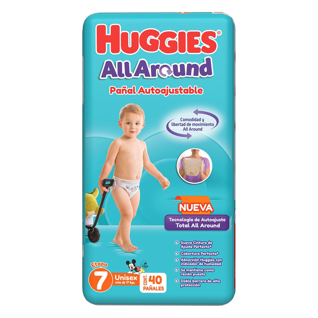 PAÑAL HUGGIES ALL AROUND UNISEX E7 C/40 *