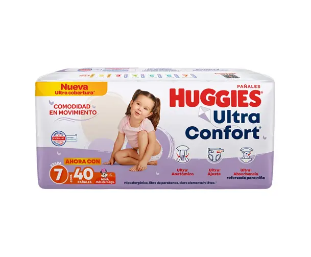 PAÑAL HUGGIES ULTCONF 7 NIÑA C/40 *