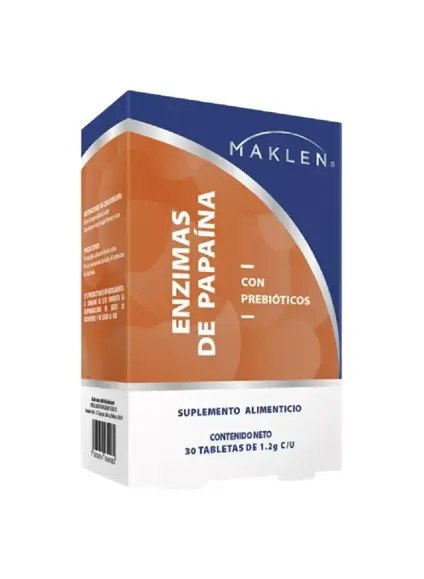 ENZIMAS DE PAPAINA CON PREBIOTICOS MAKLEN TABLETAS C/30 *