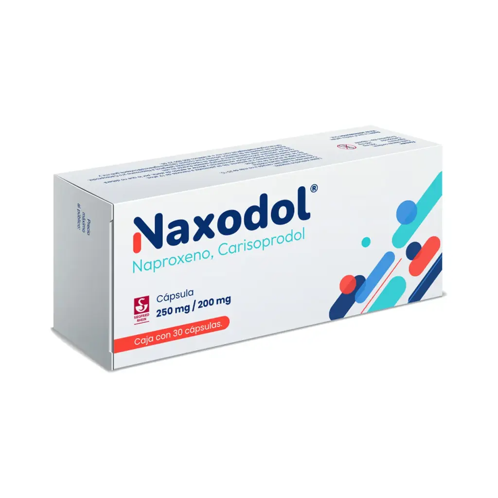 NAXODOL 250 MG / 200 MG - CAJA CON 30 CÁPSULAS (NAPROXENO Y CARISOPRODOL)