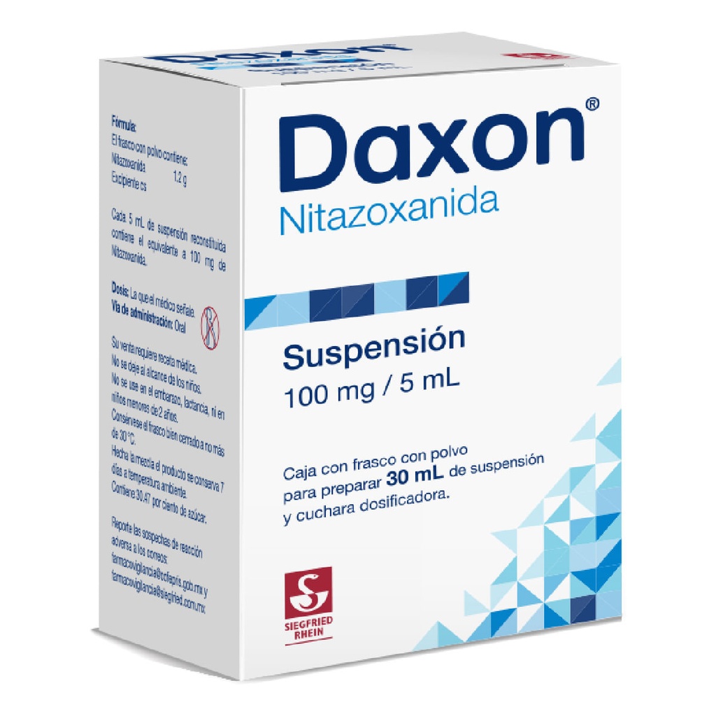 DAXON 100 MG / 5 ML - FRASCO CON POLVO PARA SUSPENSIÓN 30 ML (NITAZOXANIDA)