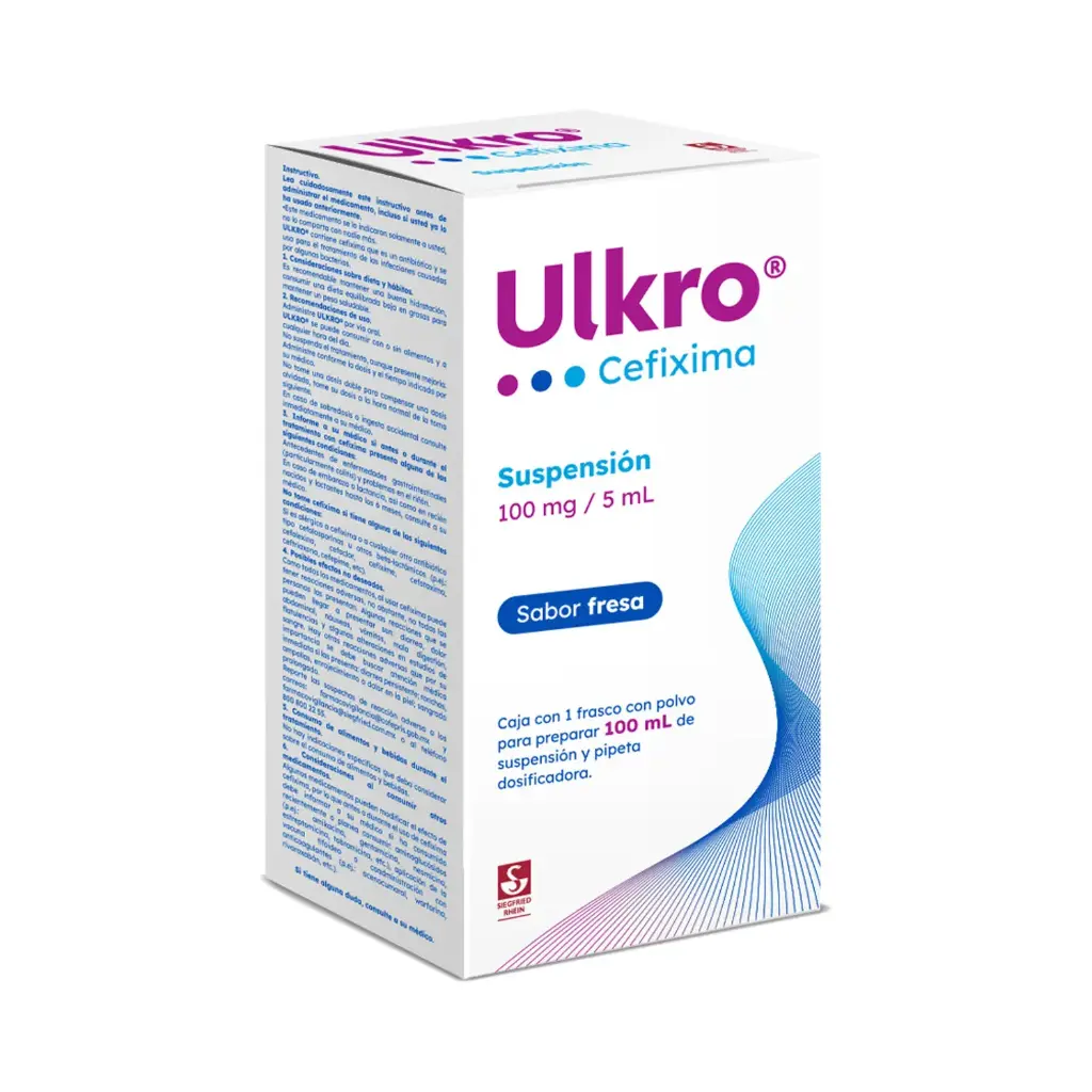 ULKRO 100 MG / 5 ML - FRASCO CON POLVO PARA SUSPENSIÓN 100 ML (CEFIXIMA)