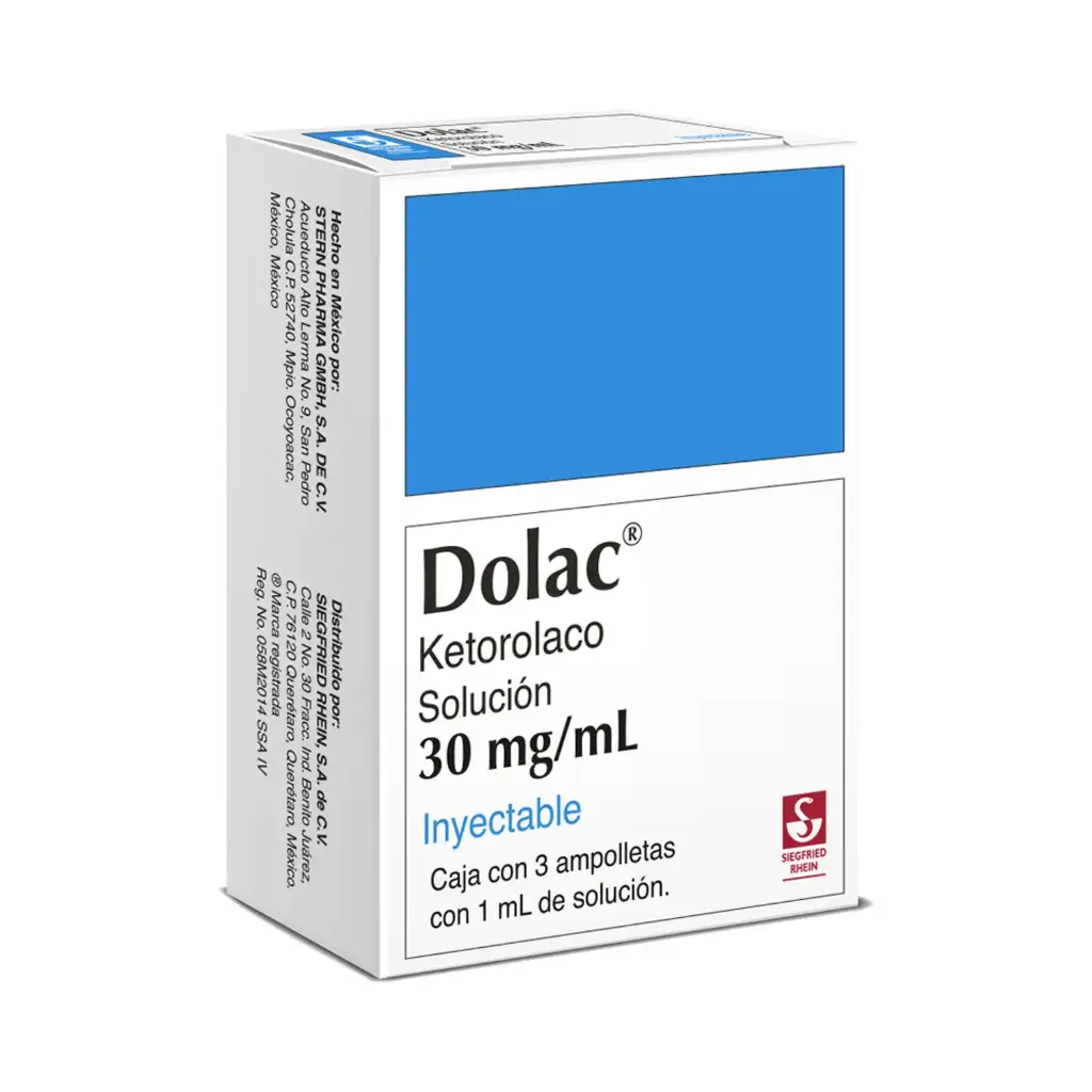 DOLAC 30 MG - CAJA CON 3 AMPOLLETAS (KETOROLACO)