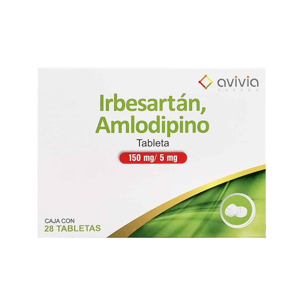 IRBESARTAN/AMLODIPINO AVIVIA150MG/5MG TABLETAS C/28 (GI)
