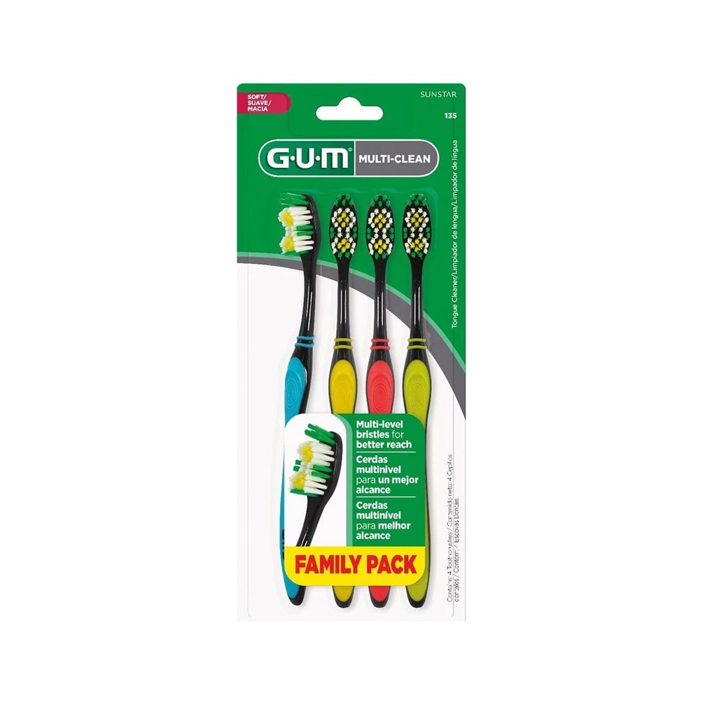 CEPILLO DENTAL GUM MULTI-CLEAN C/4 *
