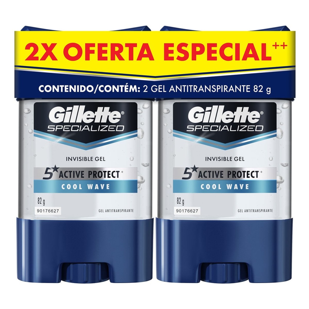 DESODORANTE  GILLETTE GEL COOL WAVE 82G 2PACK