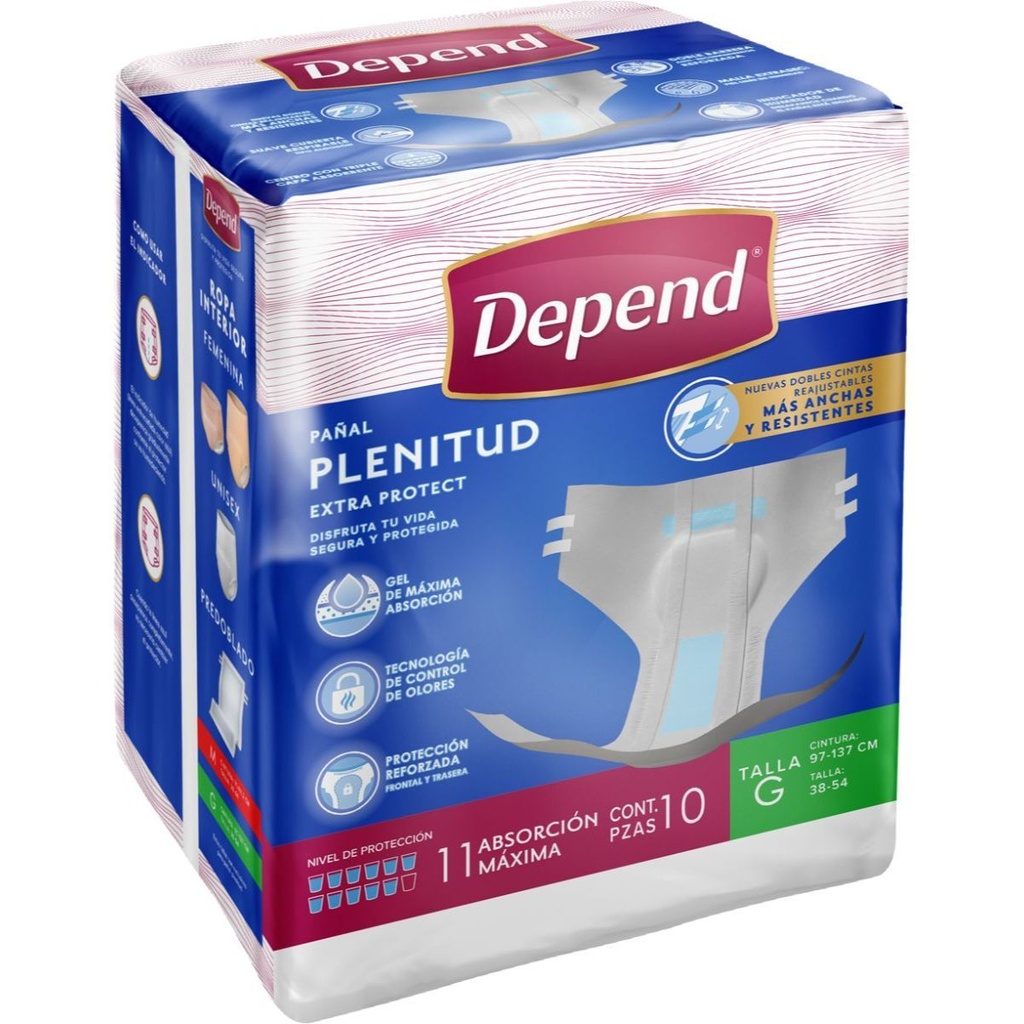 PAÑAL DEPEND PLENITUD GDE C/10