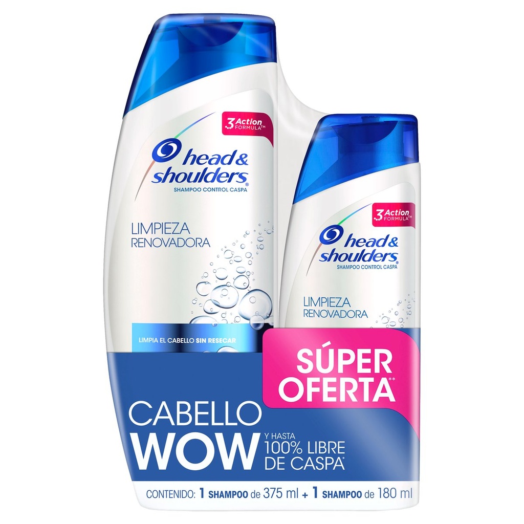 SHAMPOO H&S LIMPIEZA RENOVADORA 375ML + 180ML