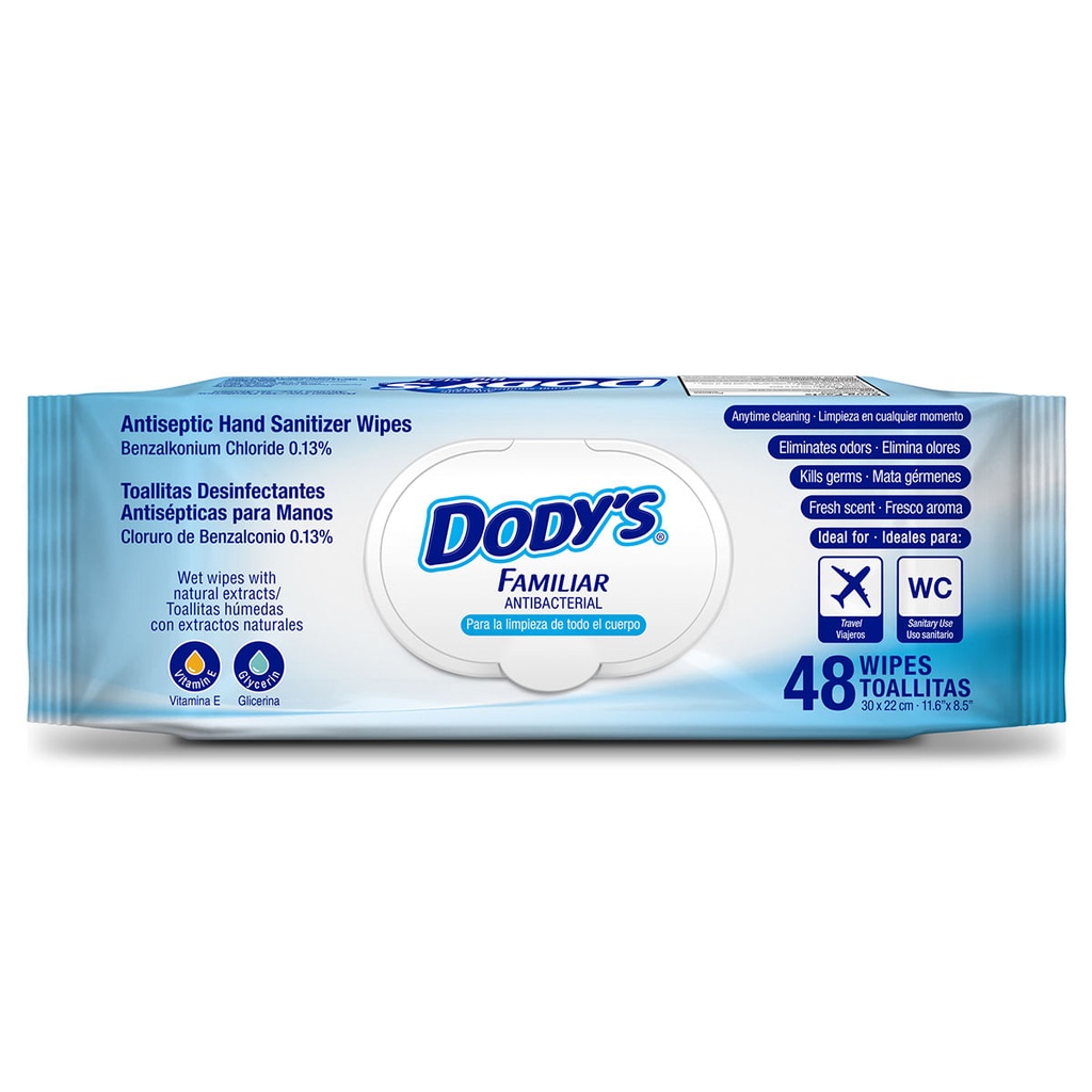 TOALLAS ANTIBACTERIALES DODYS FAMILIAR C/48