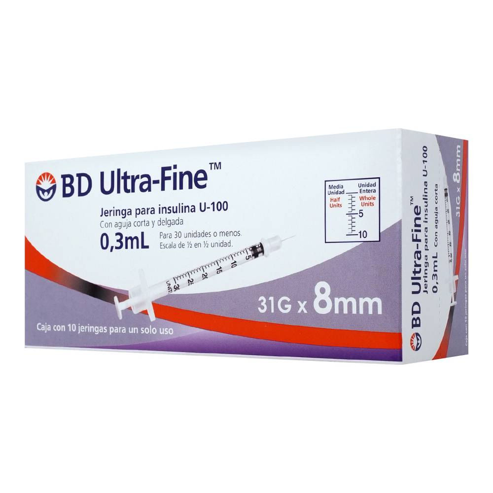 JERINGA BD ULTRA-FINE 0.3ML 31GX8MM C/10