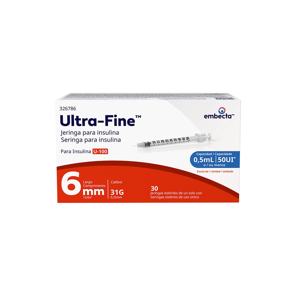 JERINGA BD ULTRA-FINE 0.5ML 31GX6MM C/30