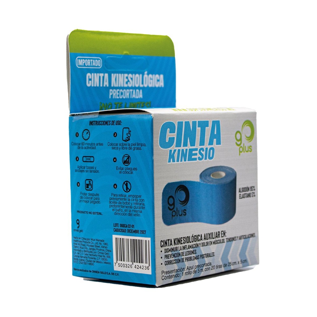 CINTA KINESIOLOGICA DEPORTIVA AZUL 5CMX25CM 5M C/1 *