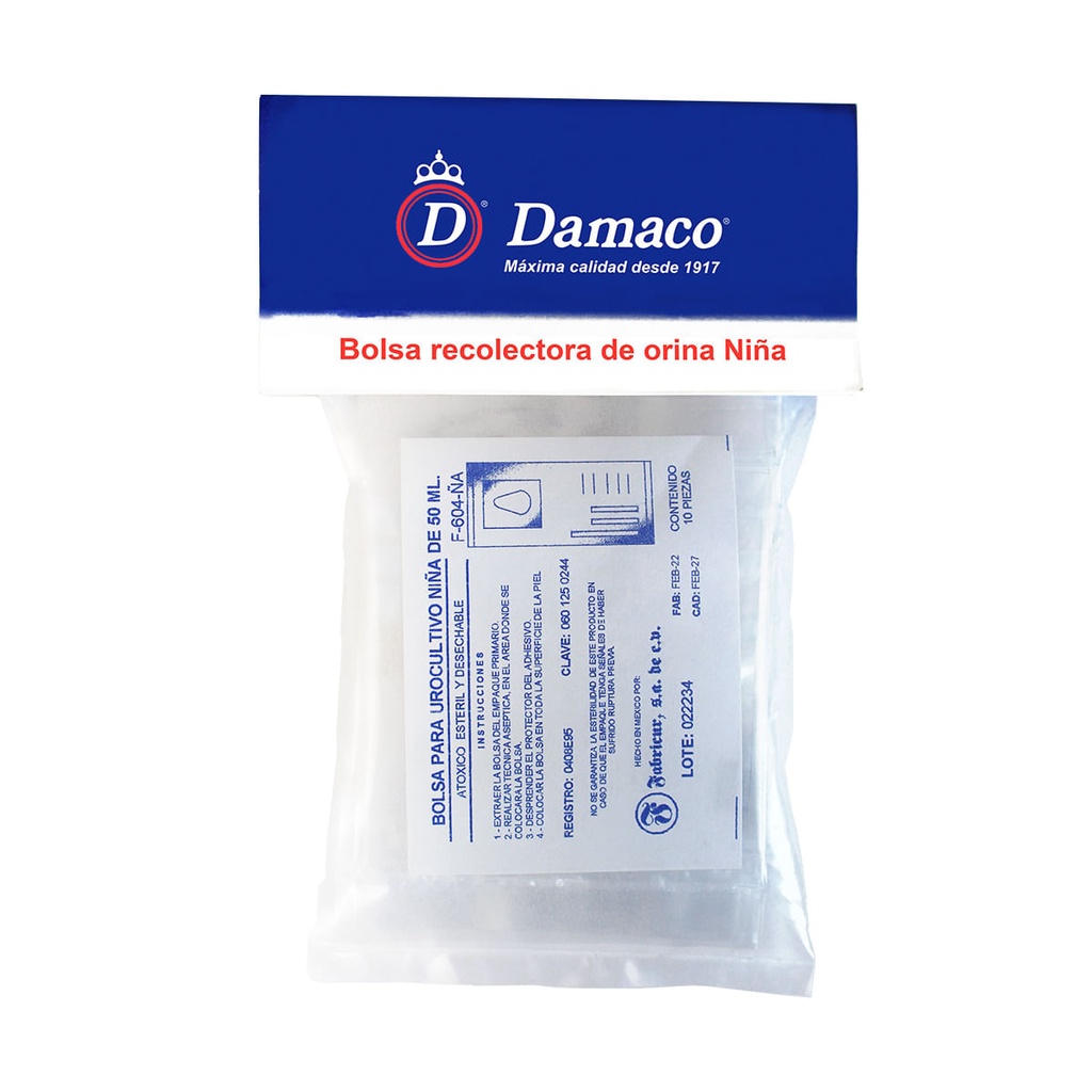 BOLSA DAMACO RECOL-ORINA NIÑA C/10