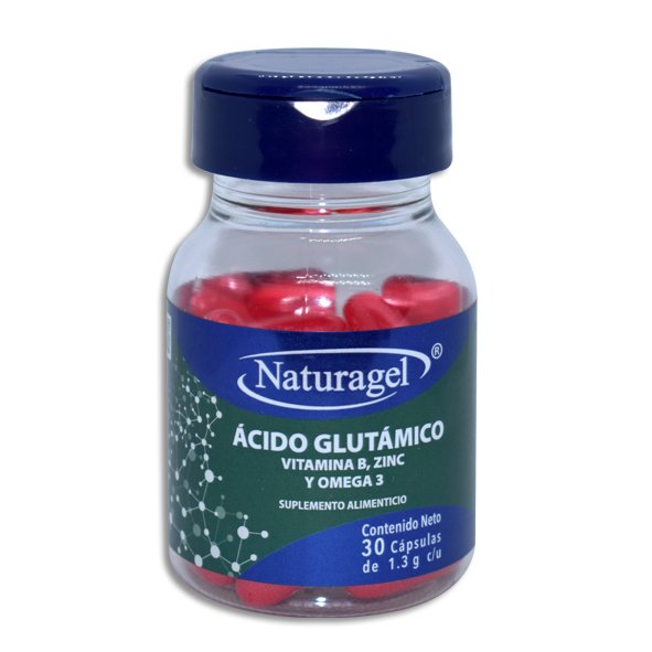 ACIDO GLUTAMICO, VITAMINA B, ZINC Y OMEGA 3 CAPS. CON 30