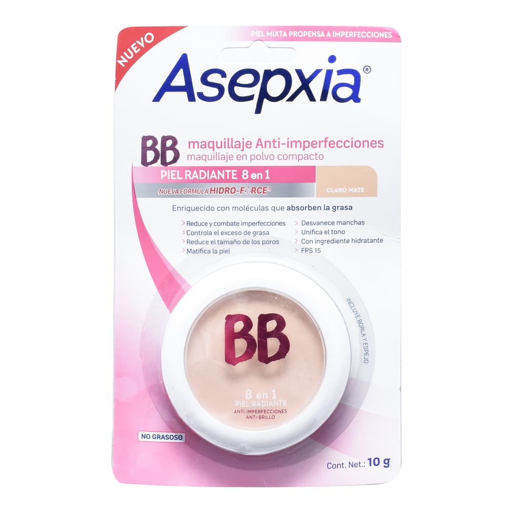 MAQ ASEPXIA BB POLVO FPS 15 CLARO MATE 10G