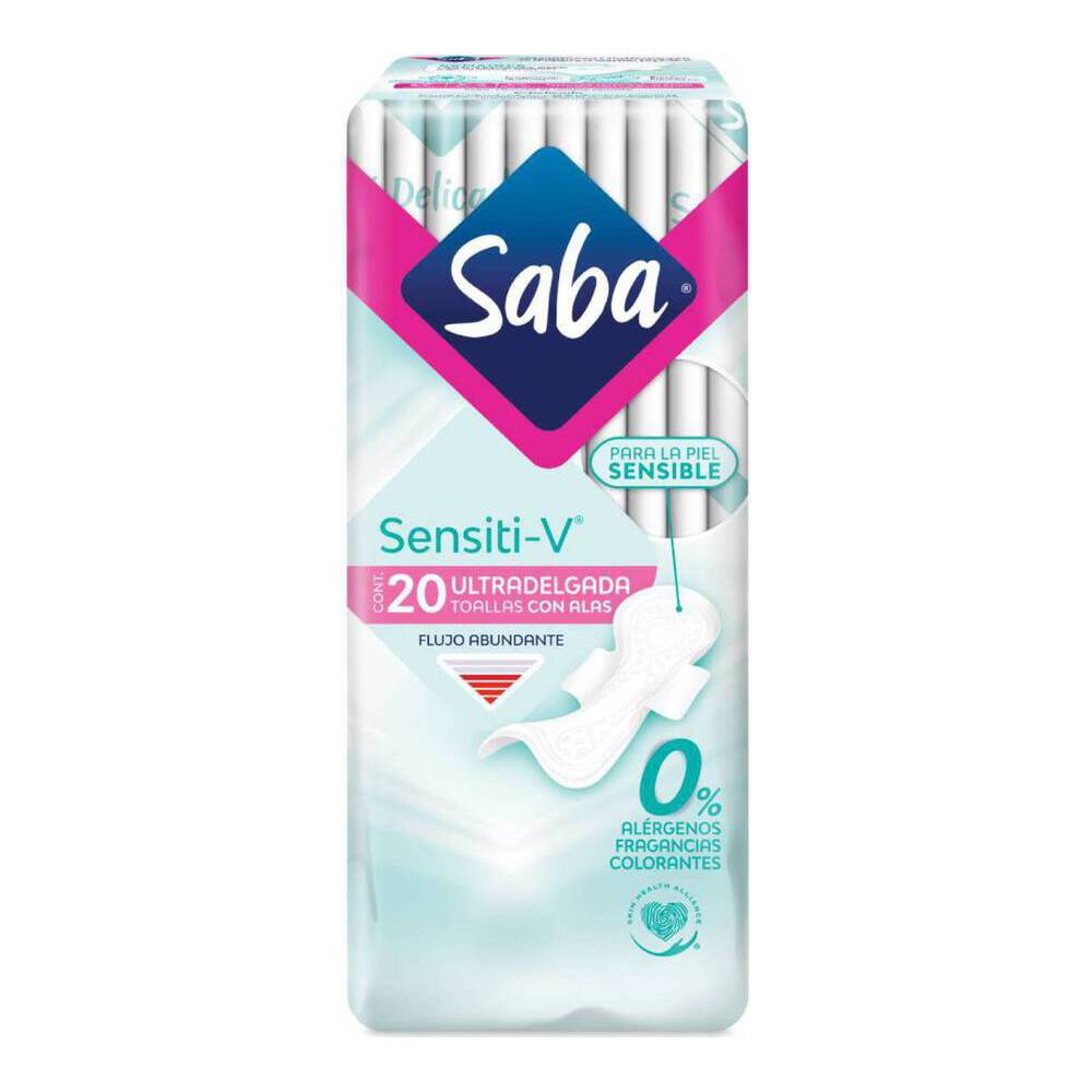 TOALLAS SANITARIAS SABA SENSITI-V C/ALAS C/20