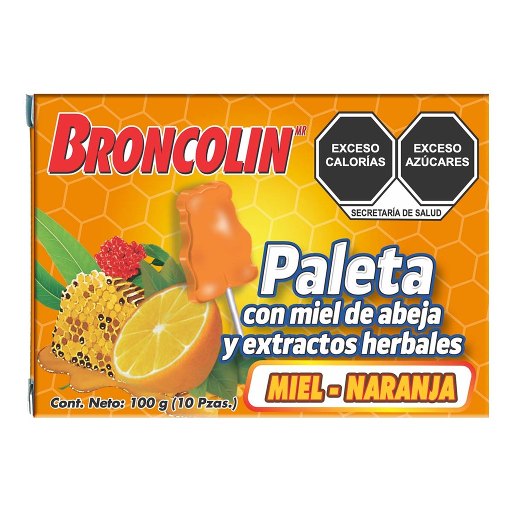 BRONCOLIN PALETA 10G NARANJA C/10 *