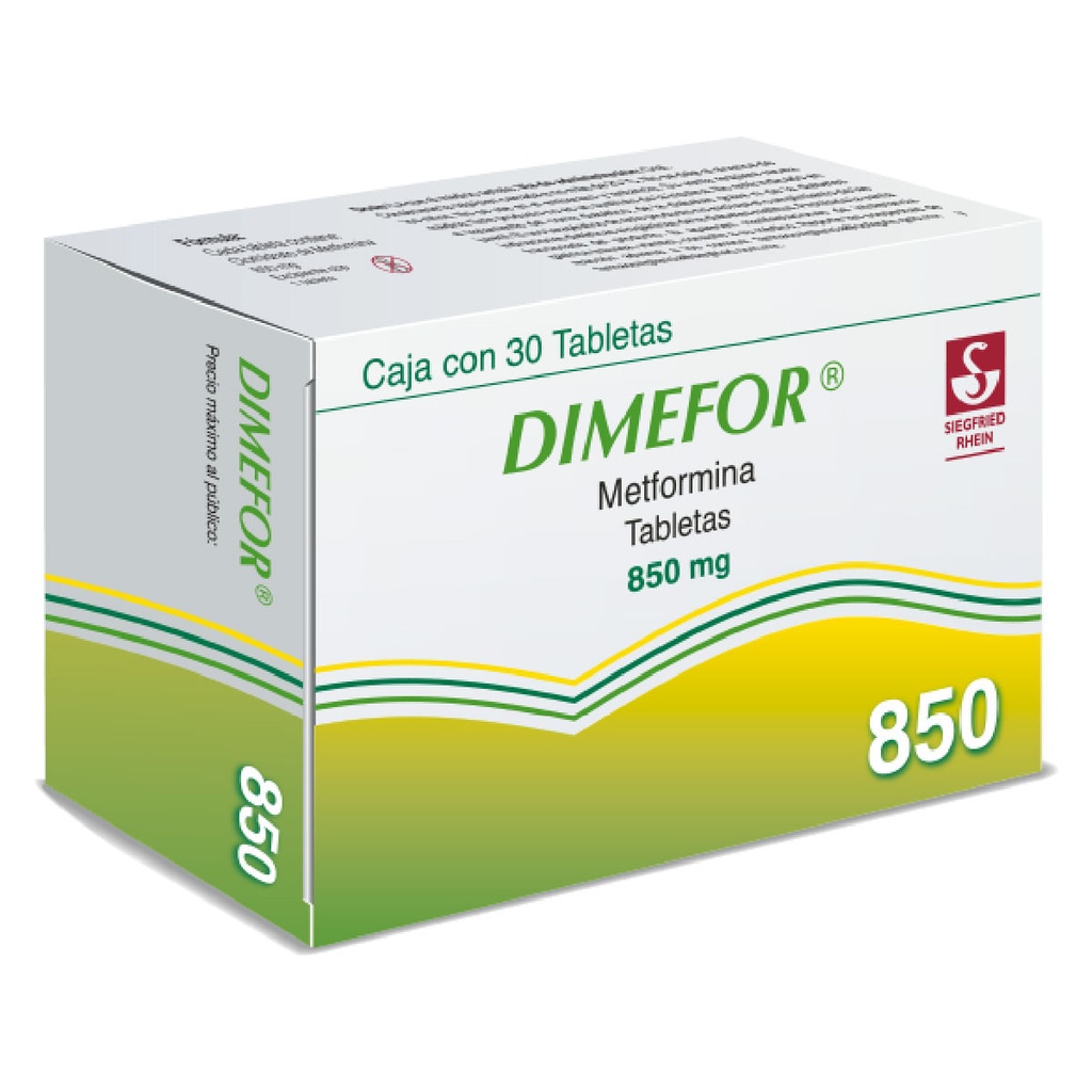 DIMEFOR 850 MG - CAJA CON 30 TABLETAS (METFORMINA)