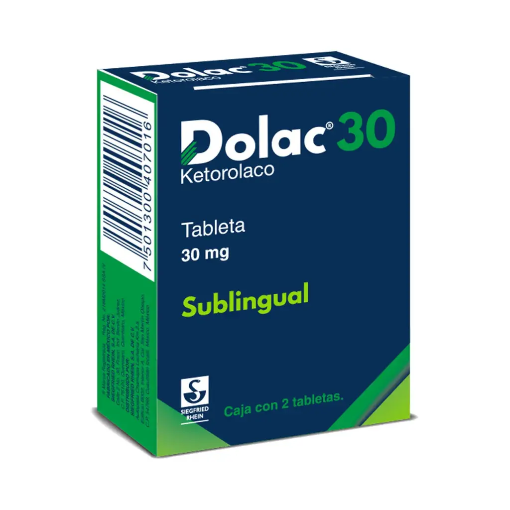 DOLAC 30 MG - CAJA CON 2 TABLETAS SUBLINGUAL (KETOROLACO)