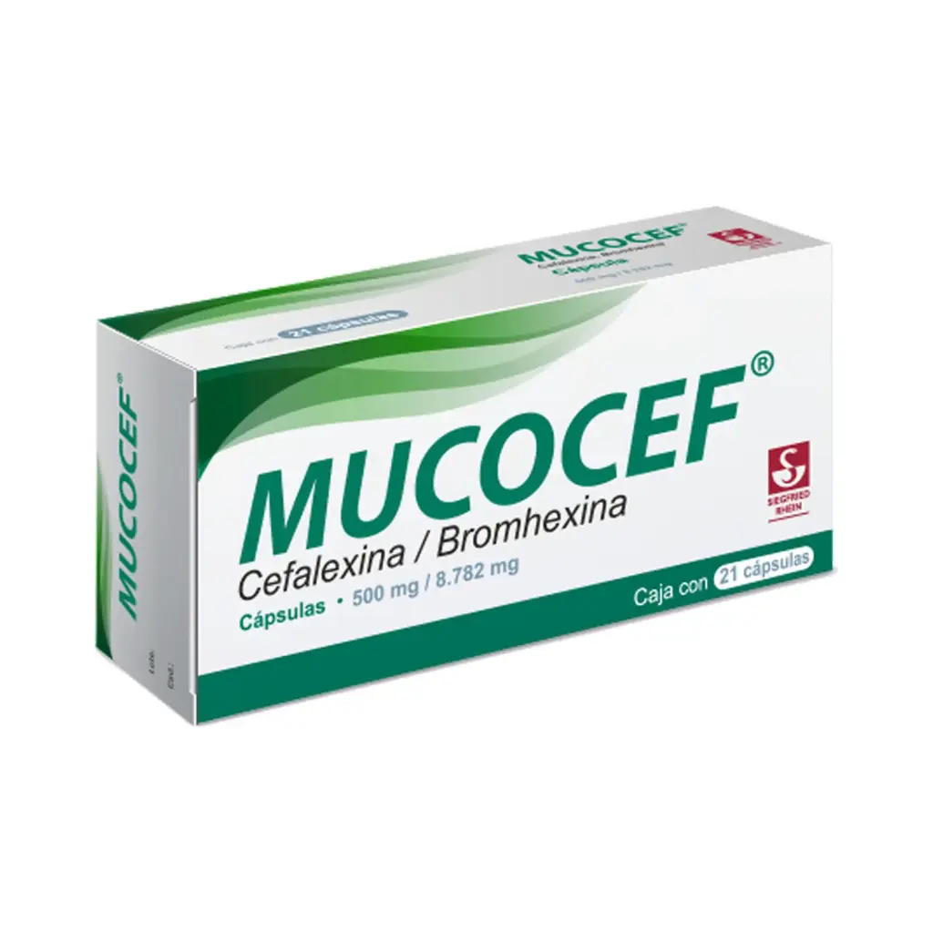 MUCOCEF 500 MG / 8.782 MG - CAJA CON 21 CÁPSULAS (CEFALEXINA Y BROMHEXINA)