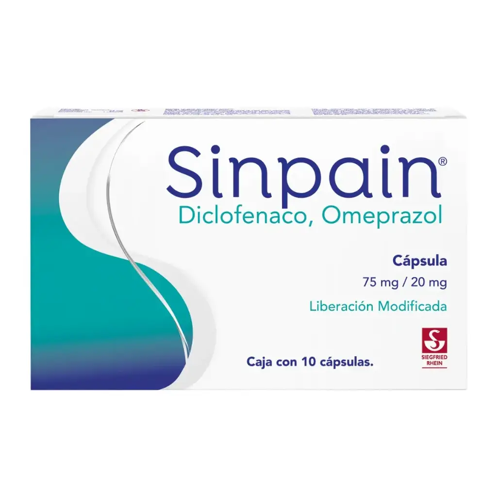 SINPAIN 75 MG / 20 MG - CAJA CON 10 CÁPSULAS (DICLOFENACO, OMEPRAZOL)