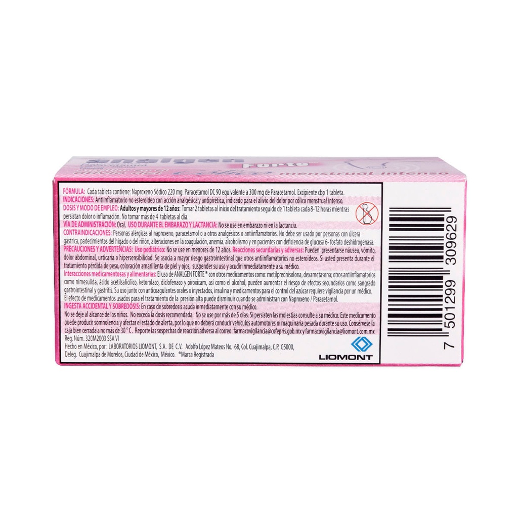 ANALGEN FORTE COLICO MESTRUAL TABLETAS C/12