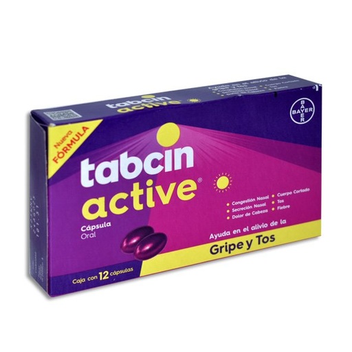 [PARACETAMOL,CLORFENAMINA,DEXTROMETORFANO,FENILEFRINA] TABCIN ACTIVE CAPSULAS C/12