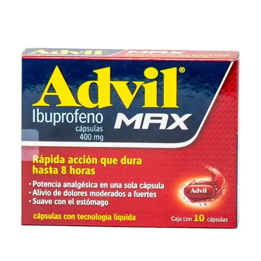 [IBUPROFENO] ADVIL MAX 400MG CAPSULAS CON 10