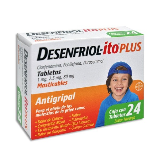[PARACETAMOL,CLORFENAMINA,FENILEFRINA] DESENFRIOL-ITO PLUS TABLETAS INFANTIL C/24