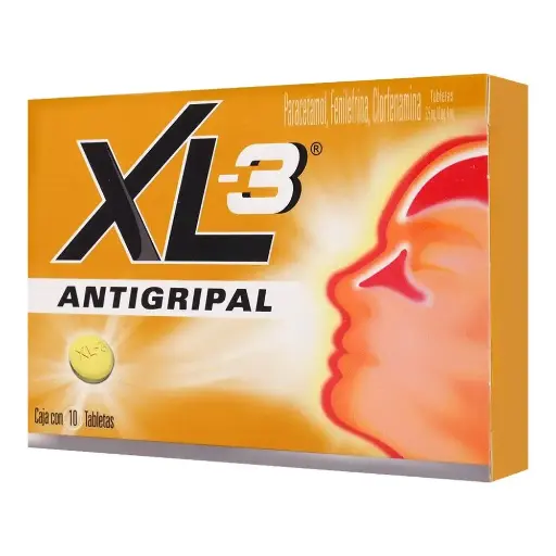 [PARACETAMOL,FENILEFRINA,MALEATO DE CLORFENIRAMINA] XL-3 ANTIGRIPAL TABLETAS CON 10