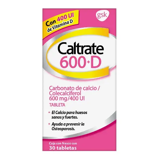 [CALCIO,VITAMINA D3] CALTRATE 600+D TABLETAS CON 30