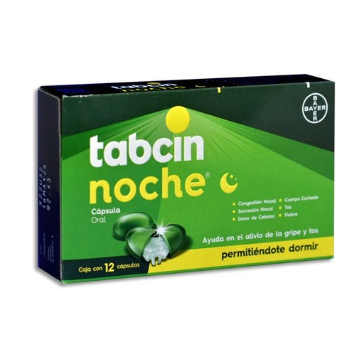 [PARACETAMOL,DEXTROMETORFANO,FENILEFRINA,DOXILAMINA] TABCIN NOCHE CAPSULAS C/12
