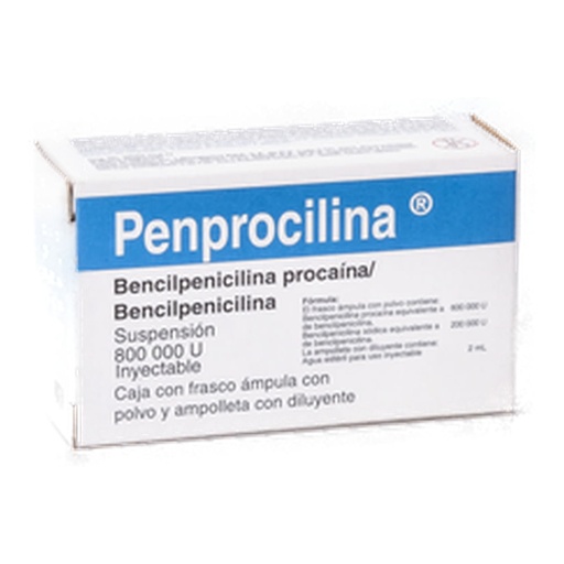 [BENCILPENICILINA PROCAINICA,BENCILPENICILINA SODICA] PENPROCILINA 800.000U INYECTABLE CON 1