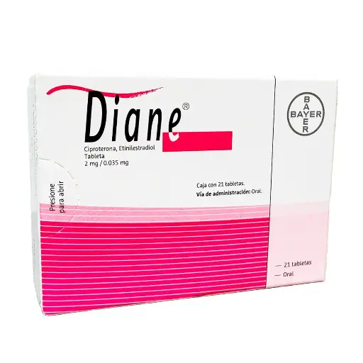 [CIPROTERONA,ETINILESTRADIOL] DIANE 2/0.035MG TABLETAS C/21