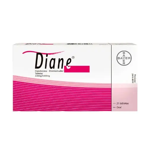 [CIPROTERONA,ETINILESTRADIOL] DIANE 2/0.035MG TABLETAS C/21