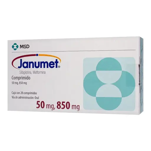 [METFORMINA,SITAGLIPTINA] JANUMET 50/850MG COMPRIMIDOS CON 28