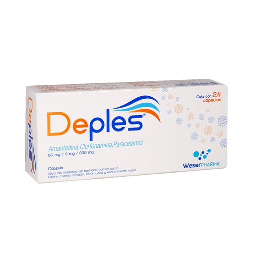 [PARACETAMOL,CLORFENAMINA,AMANTADINA] DEPLES 50/3/300MG CAPSULAS CON 24