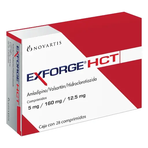 [AMLODIPINO,HIDROCLOROTIAZIDA,VALSARTAN] EXFORGE HCT 5/160/12.5MG COMPRIMIDOS CON 28