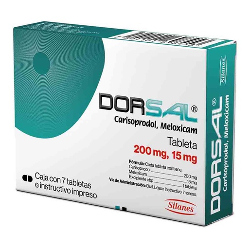[CARISOPRODOL,MELOXICAM] DORSAL 15/200MG TABLETAS CON 7