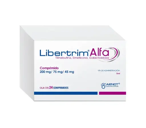 [SIMETICONA,TRIMEBUTINA,GALACTOSIDASA] LIBERTRIM ALFA 200/75/45 MG CPR CON 24