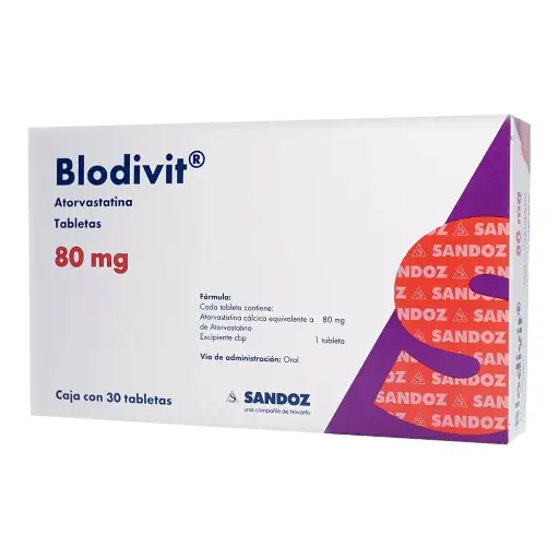 [ATORVASTATINA] BLODIVIT 80MG TABLETAS CON 30