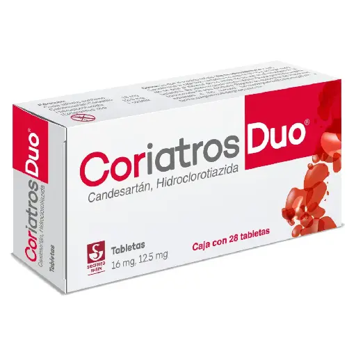[HIDROCLOROTIAZIDA,CANDESARTAN CILEXETILO] CORIATROS DUO 16/12.5MG TABLETAS CON 28